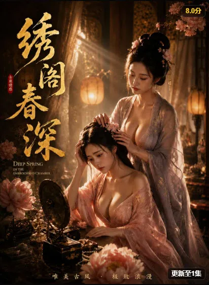 《绣阁春深》短剧海报，古装宅斗题材，2026年8月6日上映