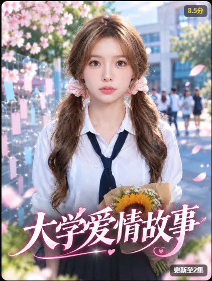 《大学爱情故事》短剧海报，青春校园题材，2026年2月19日上映